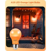 Edishine Orange Light Bulbs A19 9W60W Equivalent Orange Led Bulbs E26 Base Led Orange Colored Light Bulb For Christmas Decor