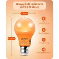 Edishine Orange Light Bulbs A19 9W60W Equivalent Orange Led Bulbs E26 Base Led Orange Colored Light Bulb For Christmas Decor