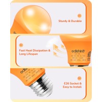 Edishine Orange Light Bulbs A19 9W60W Equivalent Orange Led Bulbs E26 Base Led Orange Colored Light Bulb For Christmas Decor