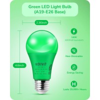 Edishine A19 Green Light Bulbs 14W Green Led Bulb Equivalent 100W Colored Light Bulbs E26 Base Green Led Light Bulb For Hallow