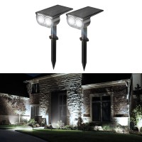 Superdanny Solar Spot Lights, 3 Light Modes Bright Led Solar Lights, Auto On/Off, Ip65 Waterproof Landscape Spotlights For Outdoor, Garden, Yard, Driveway, Walkway - 6500K Daylight White, 2 Pack