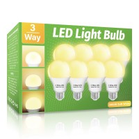 Wiyifada 3 Way Led Light Bulbs 8 Pack, 30 70 100 Watt Equivalent, Soft White 3000K A19 Light Bulbs E26 Base, Indoor 3-Way Light Bulbs For Reading