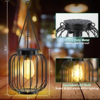 Tomcare Solar Lantern Metal Solar Lights Outdoor Waterproof Hanging Outdoor Lanterns Decorative Solar Powered Outdoor Lighting F