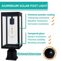 Zinnze Solar Lamp Post Light Outdoor Waterproof