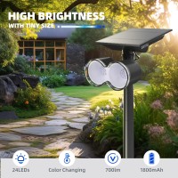 Barrina Outdoor Solar Spot Lights 360 Horizontal Adjustable 24 Leds Solar Spotlights Outdoor Waterproof Color Changing Solar