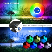 Barrina Outdoor Solar Spot Lights 360 Horizontal Adjustable 24 Leds Solar Spotlights Outdoor Waterproof Color Changing Solar