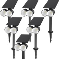 Barrina Solar Spotlights Outdoor Waterproof, 360?Horizontal Adjustable Outdoor Solar Spot Lights, 6500K 3 Modes, 24 Leds Solar Powered Landscape Lighting For Garden Yard Pathway, Auto On/Off, 6 Pack