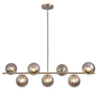 Kco Lighting Mid Century Modern 7Light Silver Chandelier Brushed Nickel Kitchen Island Pendant Lighting Smoke Gray Glass Globe