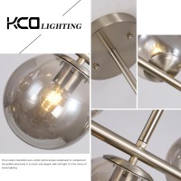 Kco Lighting Mid Century Modern 7Light Silver Chandelier Brushed Nickel Kitchen Island Pendant Lighting Smoke Gray Glass Globe