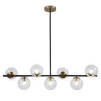 Kco Lighting Black And Brass Chandelier Light Fixture 7 Light Clear Glass Bubble Chandelier Modern Large Globe Sputnik Chandelie