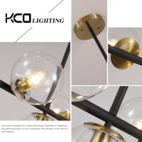 Kco Lighting Black And Brass Chandelier Light Fixture 7 Light Clear Glass Bubble Chandelier Modern Large Globe Sputnik Chandelie