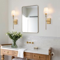 Keluoly Gold Wall Sconces Set Of 2 Hardwired Brushed Brass Sconces Wall Lighting Classic Bathroom Vanity Column Bracket Wall L