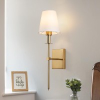 Keluoly Gold Wall Sconces Set Of 2 Hardwired Brushed Brass Sconces Wall Lighting Classic Bathroom Vanity Column Bracket Wall L