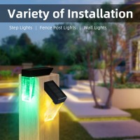 Ilenis Solar Deck Lights Outdoor, 20 Lumens Led Solar Step Lights For Outdoor Stairs, Step, Fence, Yard, Patio, And Pathway (Warm White & Rgb Colors, 4 Pack)