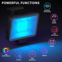 50W Rgb Flood Light Outdoor 500W Equivalent With App Control, 2 Pack Color Changing Smart Led Floodlights, 180 Adjustable Bluetooth Stage Landscape Lights, 16 Million Colors, Ip65, Us 3-Plug