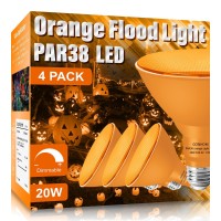 Gonhom 4 Pack Par38 Orange Flood Lights Outdoor, Dimmable Flood Orange Light Bulb,20W(Equivalent To 200W),E26 Base,Halloween Light Bulbs,Party Decor, Holiday Lighting,Halloween Flood Lights Outdoor