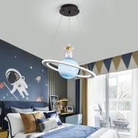 Dzqh-Qin Children'S Room Astronaut Chandelier Creative Led Planet Design Ceiling Pendant Light Fixture Hanging Lamps For Boy Girl Room Nursery Pendant Light 18.9Inch (Z01)