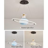 Dzqh-Qin Children'S Room Astronaut Chandelier Creative Led Planet Design Ceiling Pendant Light Fixture Hanging Lamps For Boy Girl Room Nursery Pendant Light 18.9Inch (Z01)