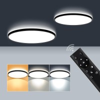 Litren 2 Pack 12 Inch Led Ceiling Light With Remote 28W 3000Lm Hardwired Ac120V Flush Mount Ceiling Lights Dimmable And 3 Color