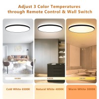 Litren 2 Pack 12 Inch Led Ceiling Light With Remote 28W 3000Lm Hardwired Ac120V Flush Mount Ceiling Lights Dimmable And 3 Color