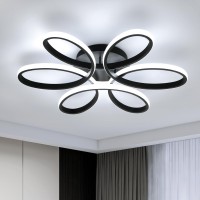 Goeco Modern Ceiling Light, 23 Inch Flower Shape Aluminum Ceiling Light, Indoor 6500K Black Modern Led Ceiling Light Fixture For Living Room, Dining Room, Bedroom, Kitchen, Hallway