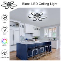 Goeco Modern Ceiling Light, 23 Inch Flower Shape Aluminum Ceiling Light, Indoor 6500K Black Modern Led Ceiling Light Fixture For Living Room, Dining Room, Bedroom, Kitchen, Hallway