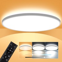 Litren 12 Inch Flush Mount Ceiling Light With Remote Led Ceiling Lights Dimmable 28W 3000Lm 3 Colors Adjustable Hardwired Ac120