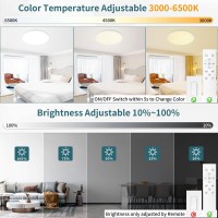 Led Ceiling Light Fixtures Dimmable With Remote Control 154 Inch Ultra Thin Modern Flush Mount 36 W 4500 Lm With Night Ligh