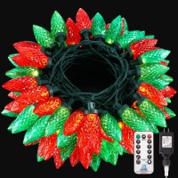 Blctec Upgraded Super Big C9 Christmas Lights, 100 Led 66 Ft Christmas String Lights With Remote, 8 Modes, Waterproof, Timer, Extendable For Indoor Outdoor Trees Eaves Christmas Decorations, Red Green