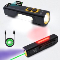 Th Feat Multifunctional Flashlights High Lumens Uv Light 365Nm Laser Pointer Work Light Red Light 1000 Lumens Rechargeable Led