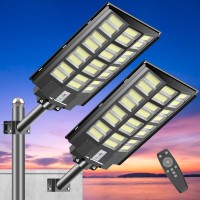 Voojoy Solar Street Flood Light: 2000W Led Motion Solar Street Lights, 240000 Lumens Outdoor Solar Street Lighting, Solar Street Light, Solar Street Lights Outdoor Waterproof For Parking Lot, 2 Pack