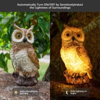 Wondhome Solar Owl Garden Statues Outdoor Decor Resin Owl Figurine With Led Lights Owl Sculpture For Porch Patio Lawn Yard Decor