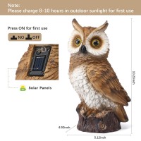 Wondhome Solar Owl Garden Statues Outdoor Decor Resin Owl Figurine With Led Lights Owl Sculpture For Porch Patio Lawn Yard Decor