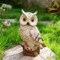 Wondhome Solar Owl Garden Statues Outdoor Decor Resin Owl Figurine With Led Lights Owl Sculpture For Porch Patio Lawn Yard Decor