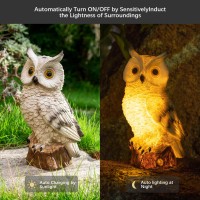 Wondhome Solar Owl Garden Statues Outdoor Decor Resin Owl Figurine With Led Lights Owl Sculpture For Porch Patio Lawn Yard Decor