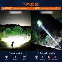 Gisaev Rechargeable Led Flashlights High Lumens 900 000 Lumens Super Bright Tactical Flashlight 7 Modes With Cob Work Light I