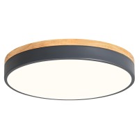 Goomavi Modern Dimmable Led Ceiling Lights, 2700K-6000K 5Cct Selectable Round Gray Wood Flush Mount Ceiling Light Fixture, Minimalist Ceiling Lamp For Living Room, Dining Room, Bedroom-15.8