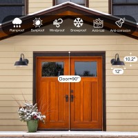 Goalplus Large Barn Light Outdoor With Dusk To Dawn Sensor, 12In. Exterior Gooseneck Light, 2 Pack Outside Farmhouse Wall Lights, Black Wall Mount For Porch, Patio, Garage