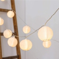 Vigdur Lantern String Lights Waterproof Connectable Nylon Hanging Lantern String Lights Plug In White Decorative Lights For Pati