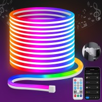 Ilumeplay 10Ft Neon Rope Lights Rgb Led Strip Lights Music Sync Ip67 Outdoor, Diy Design Cuttable Compatible With Alexa Google Assistant Neon Light Sign For Gaming Room Living Room Usb Port