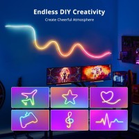 Ilumeplay 10Ft Neon Rope Lights Rgb Led Strip Lights Music Sync Ip67 Outdoor, Diy Design Cuttable Compatible With Alexa Google Assistant Neon Light Sign For Gaming Room Living Room Usb Port