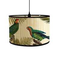 Morbuy Bamboo Lampshade, Bird Design Vintage Style Diameter 30 Cm Lampshade Drum Lamp Shade For Table Lampshade Floor Lamp For Bedside Wall Decoration (Green Parrot)