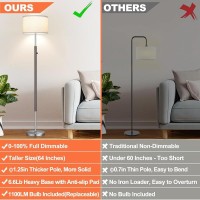 Upgraded Dimmable Floor Lamp For Living Room 1100 Lumens Led Edison Bulb Included Simple Standing Lamp With Linen Lamp Shade