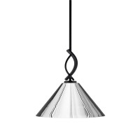 Cavella 1 Light Stem Mini Pendant Shown In Matte Black Finish With 14