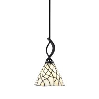 Cavella 1 Light Stem Mini Pendant Shown In Matte Black Finish With 7