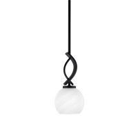 Cavella 1 Light Stem Mini Pendant Shown In Matte Black Finish With 5.75