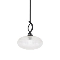 Cavella 1 Light Stem Mini Pendant Shown In Matte Black Finish With 12