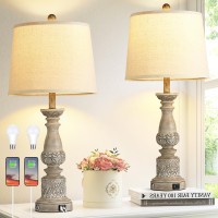 Ireliare Table Lamps For Living Room Set Of 2 Farmhouse Bedroom Lamps With Usb Ca Charging Ports Touch Bedside Lamps For Nights