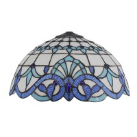 Errzom 16-Inch Baroque Lamp Shade Replacement Only, Tiffany Style Stained Glass Lampshade, White & Blue Lampshades Accessories Fit For Table Lamp Pendant Lights Floor Lamps