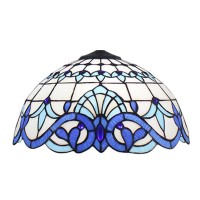 Errzom 16-Inch Baroque Lamp Shade Replacement Only, Tiffany Style Stained Glass Lampshade, White & Blue Lampshades Accessories Fit For Table Lamp Pendant Lights Floor Lamps